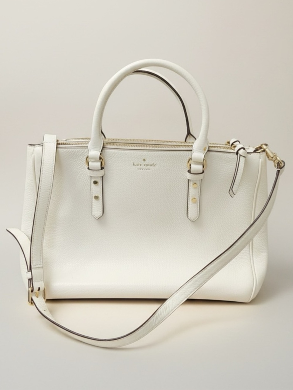 Kate Spade Leather Mulberry St Leighann Tote in Soft White